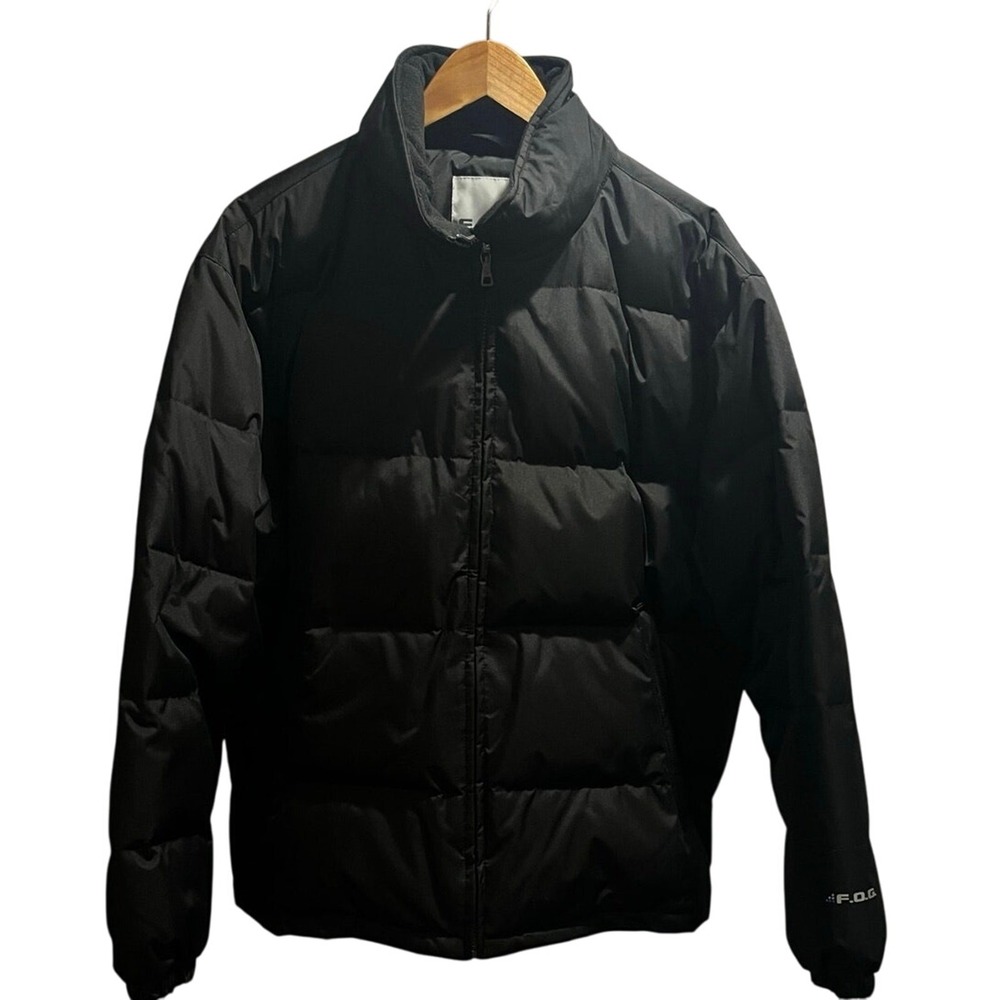 F.O.G by London Fog Outfitters Men's Black Quilted Puffer Bomber Jacket Sz Lg